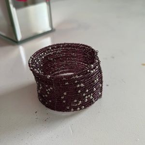 Purple Beaded Cuff bracelet